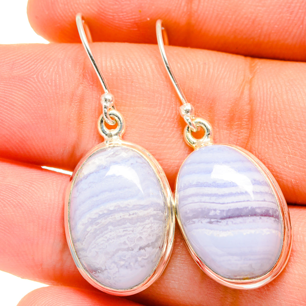 Blue Lace Agate Earrings handcrafted by Anasilvercos - EARR421904