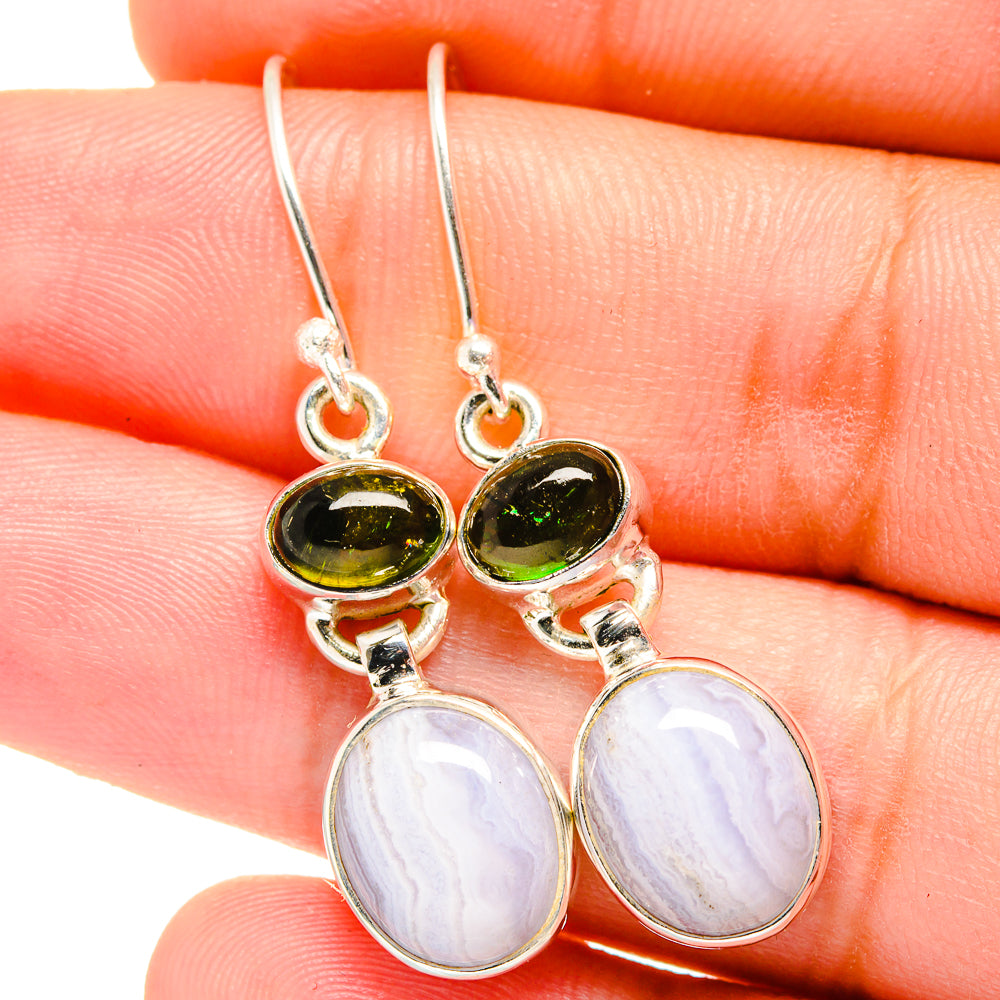 Blue Lace Agate Earrings handcrafted by Anasilvercos - EARR421915