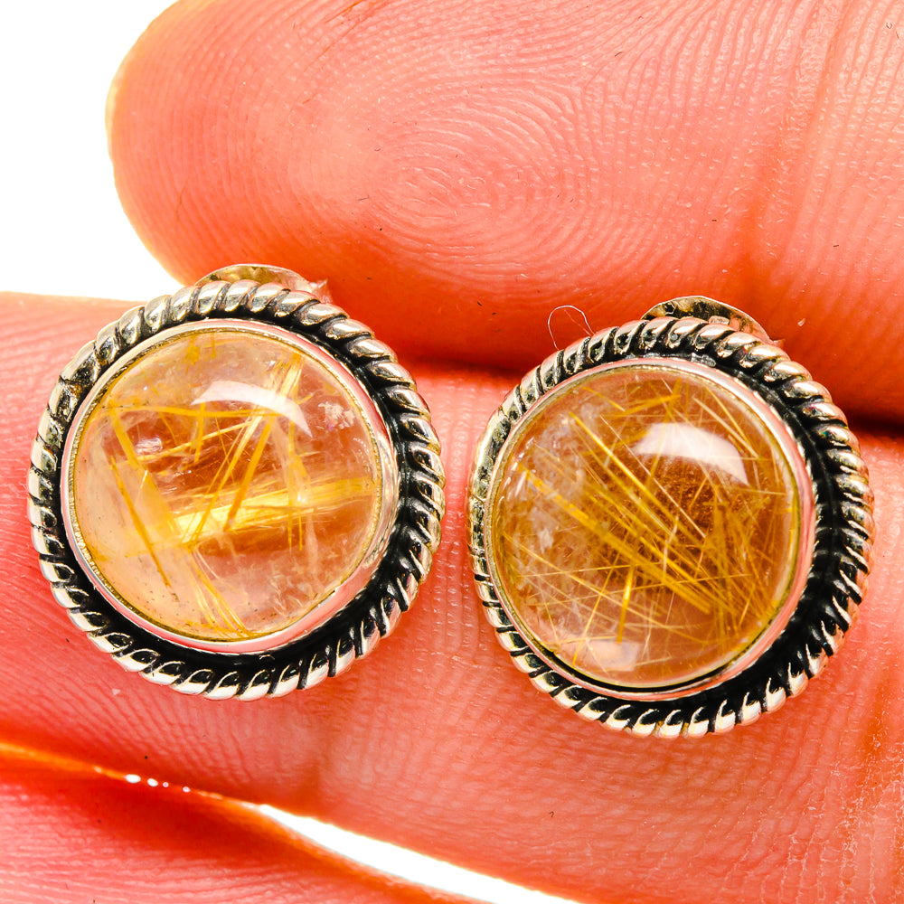 Rutilated Quartz Earrings handcrafted by Anasilvercos - EARR421916
