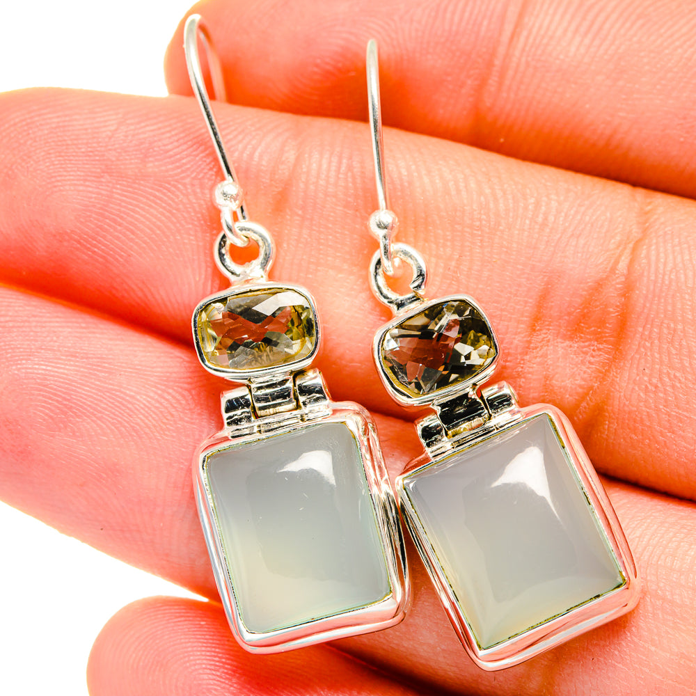 Aqua Chalcedony Earrings handcrafted by Anasilvercos - EARR421919