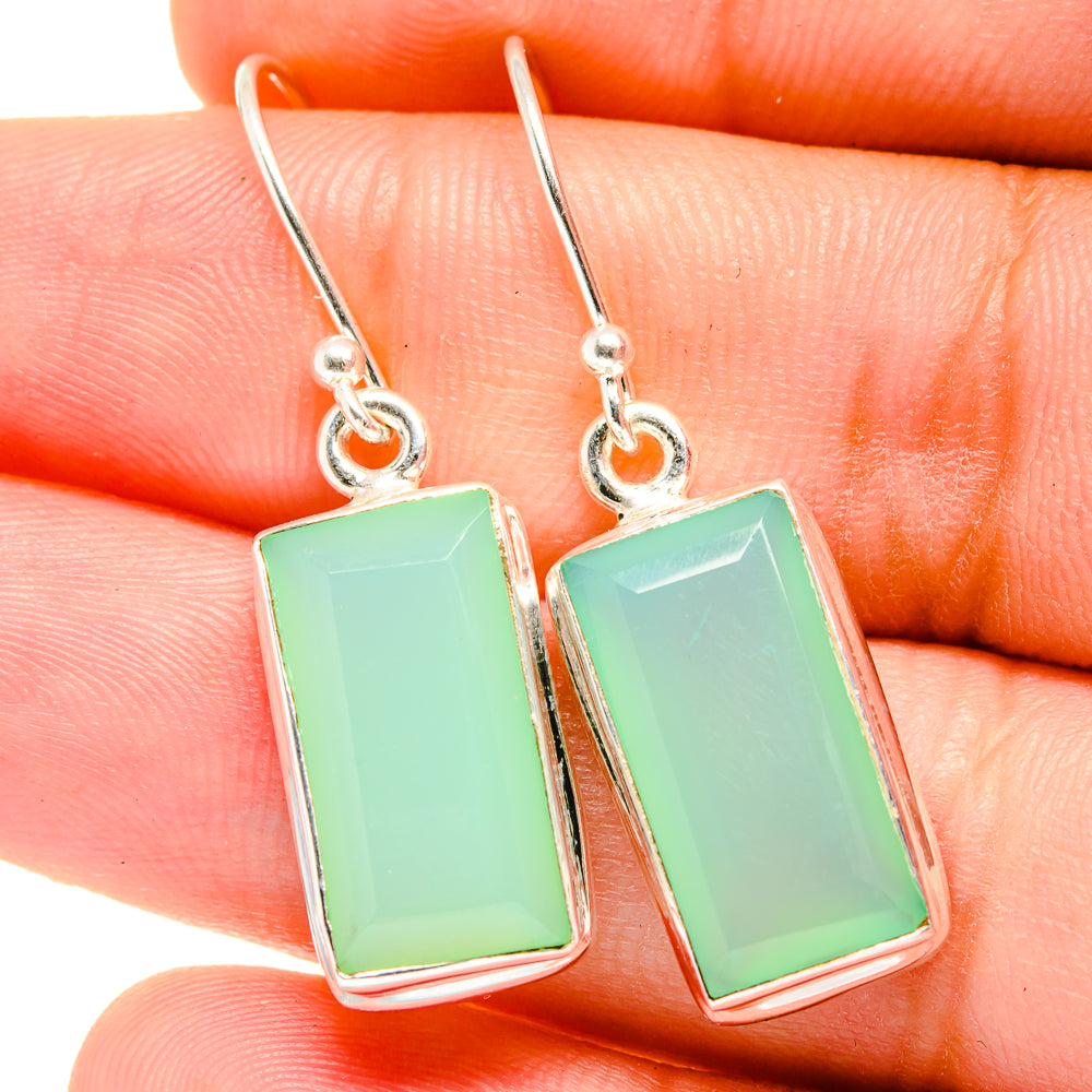 Aqua Chalcedony Earrings handcrafted by Anasilvercos - EARR421928