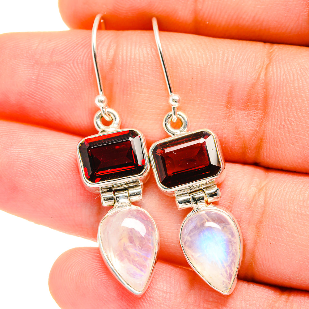 Rainbow Moonstone Earrings handcrafted by Anasilvercos - EARR421929