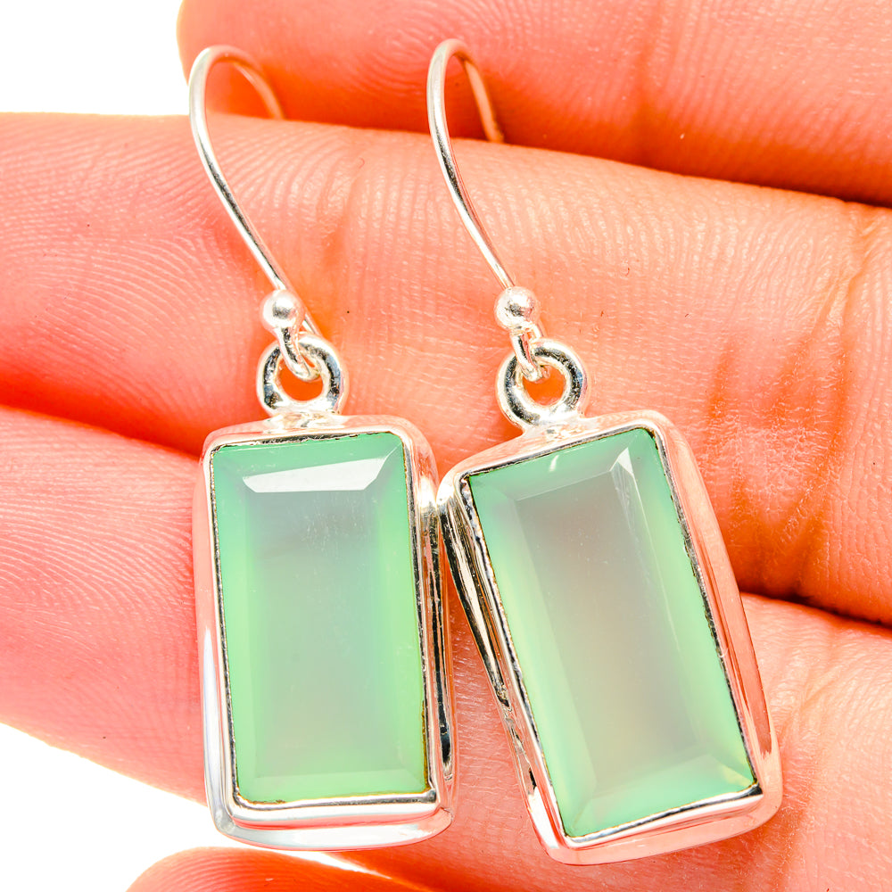 Aqua Chalcedony Earrings handcrafted by Anasilvercos - EARR421932