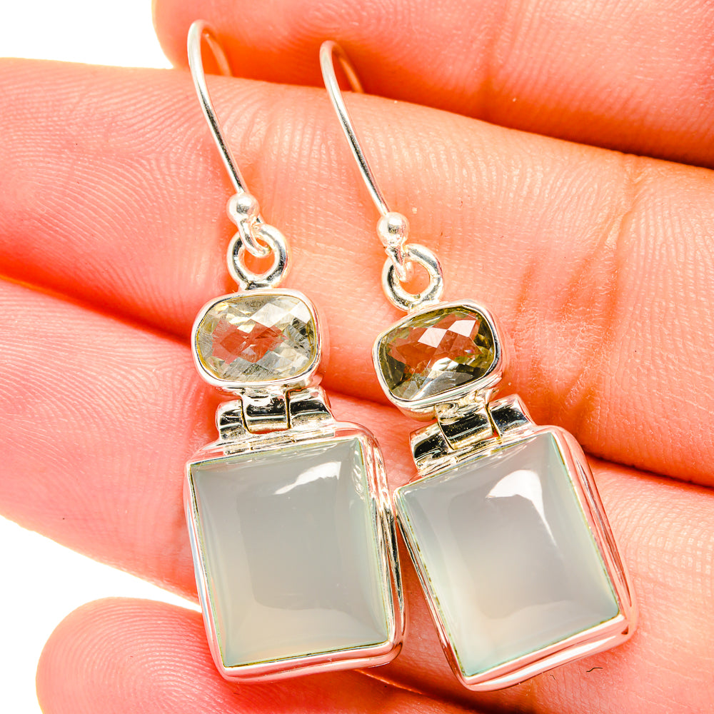 Aqua Chalcedony Earrings handcrafted by Anasilvercos - EARR421934