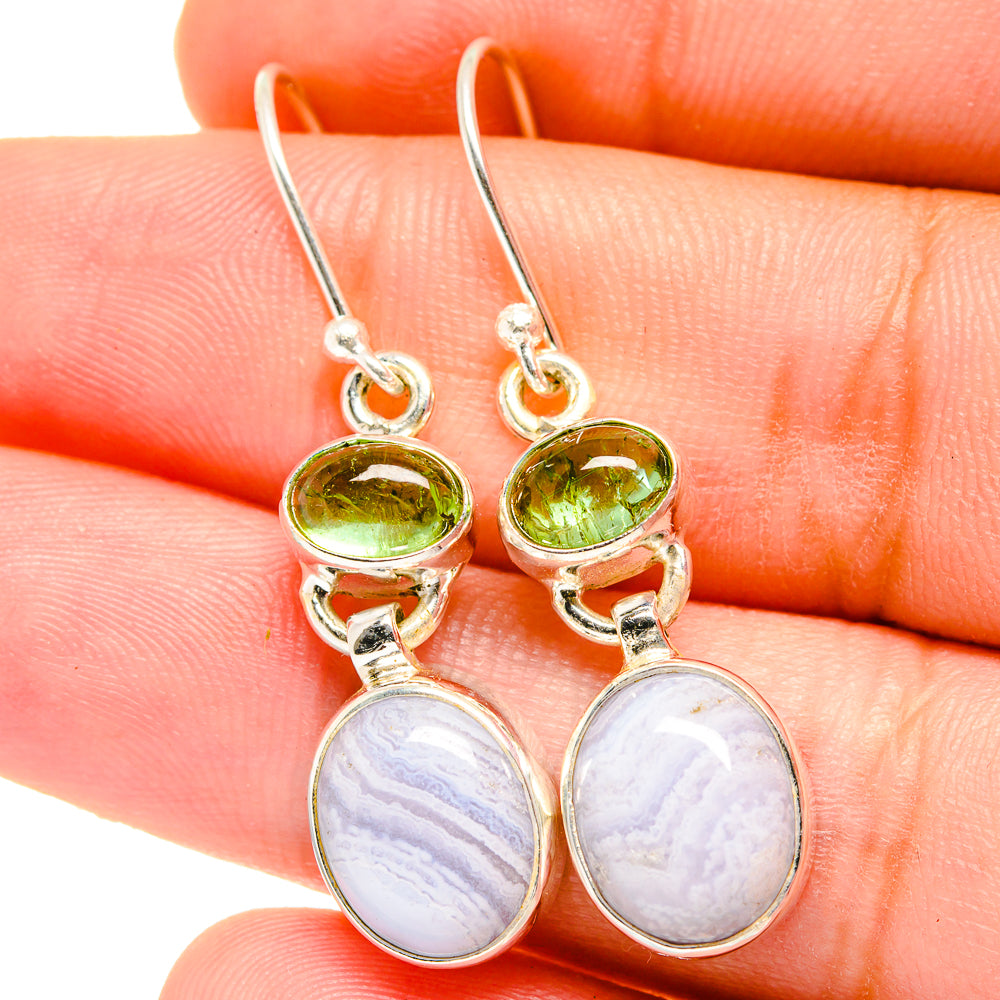 Blue Lace Agate Earrings handcrafted by Anasilvercos - EARR421946