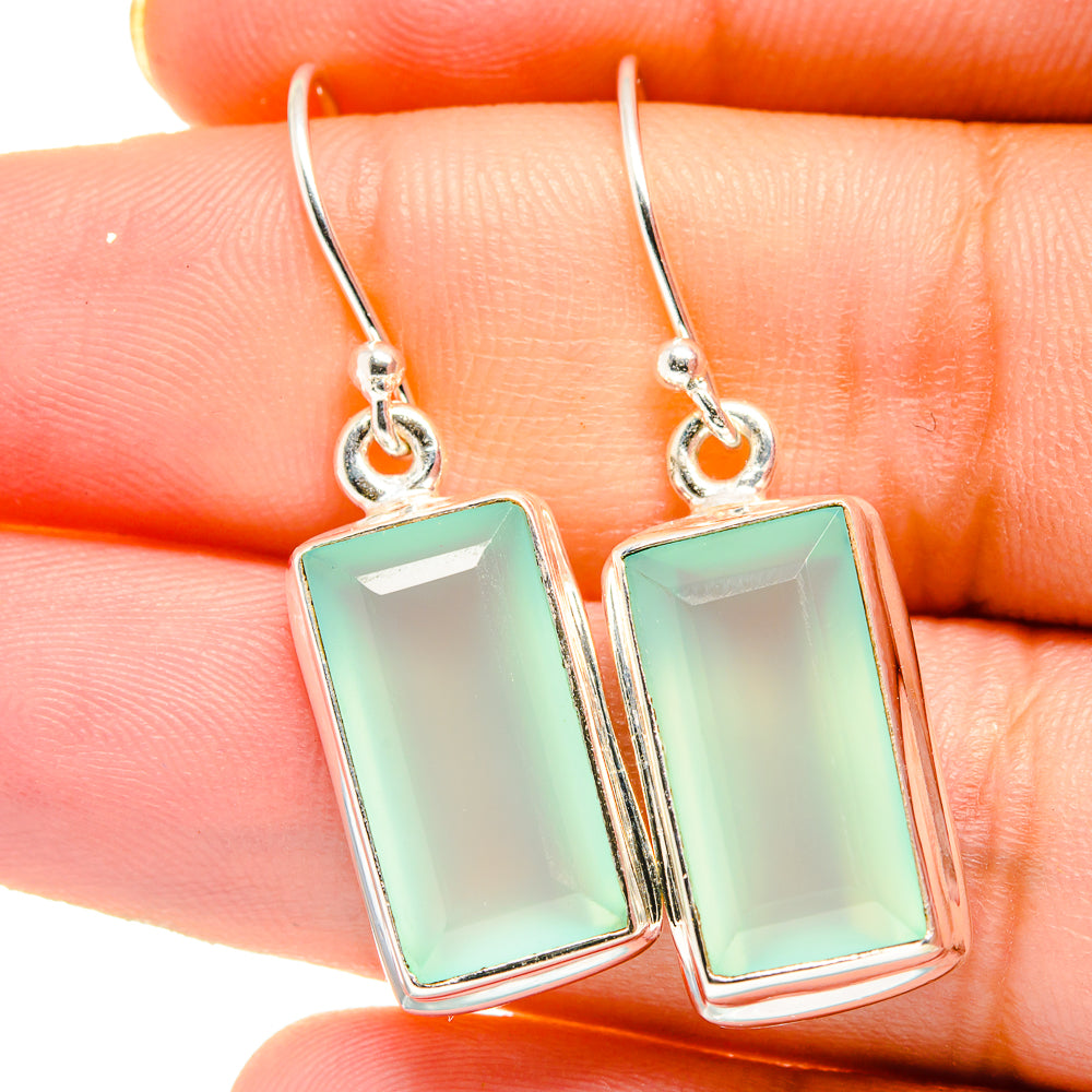 Aqua Chalcedony Earrings handcrafted by Anasilvercos - EARR421973