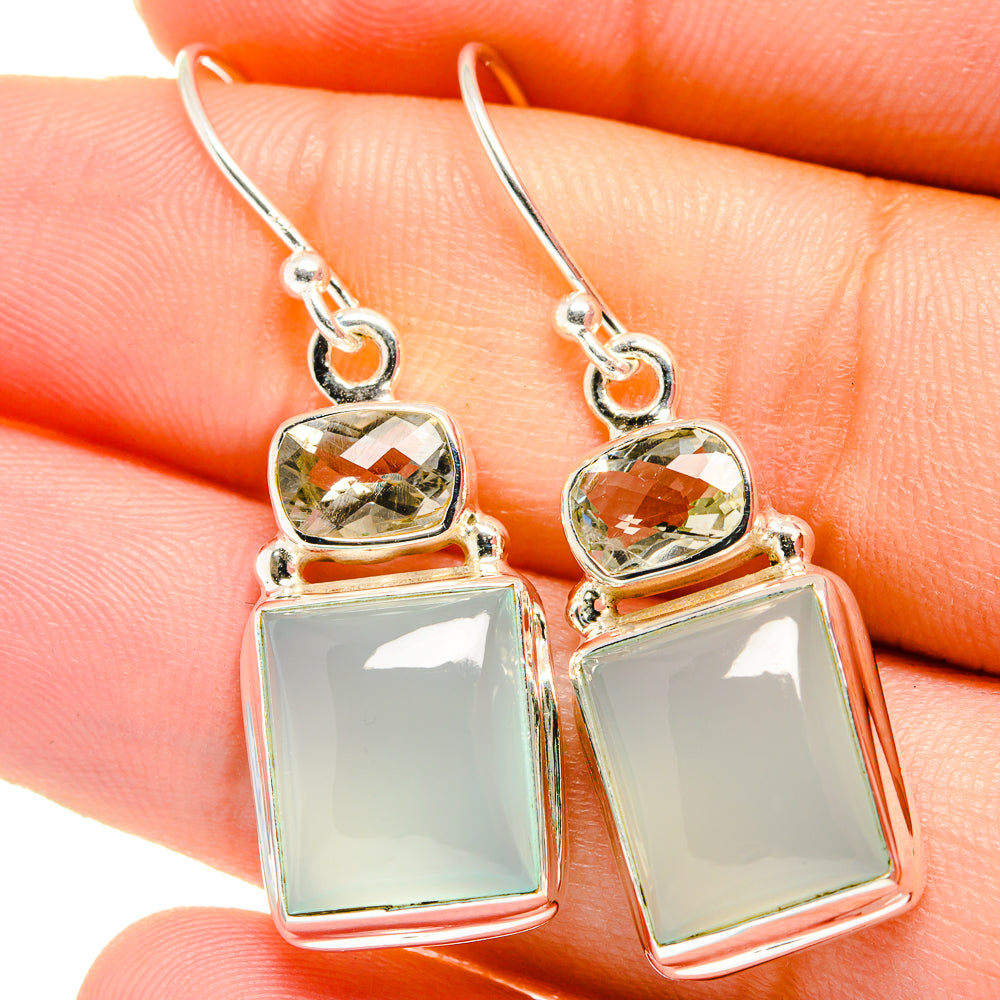 Aqua Chalcedony Earrings handcrafted by Anasilvercos - EARR421975
