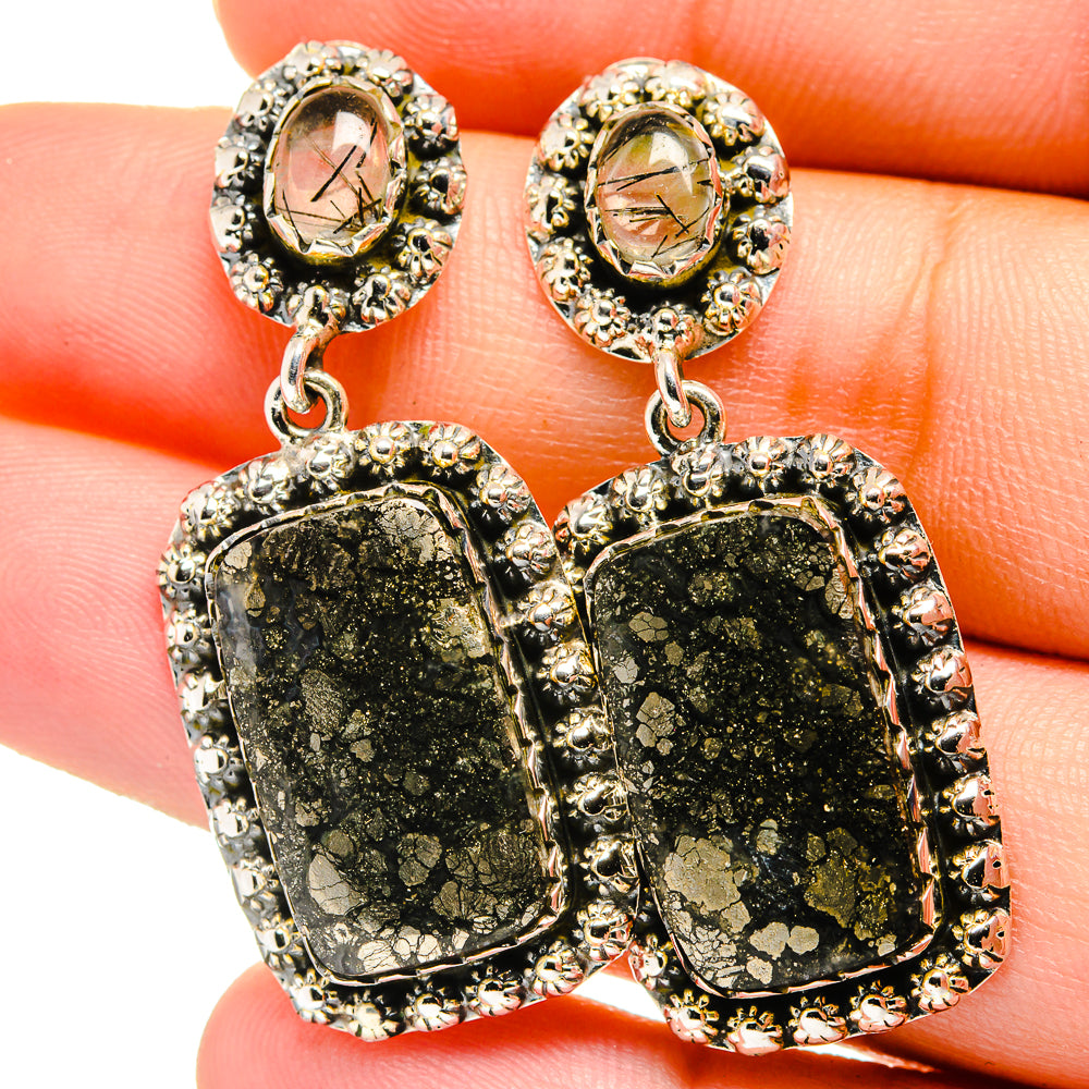 Pyrite Agate Earrings handcrafted by Anasilvercos - EARR421979