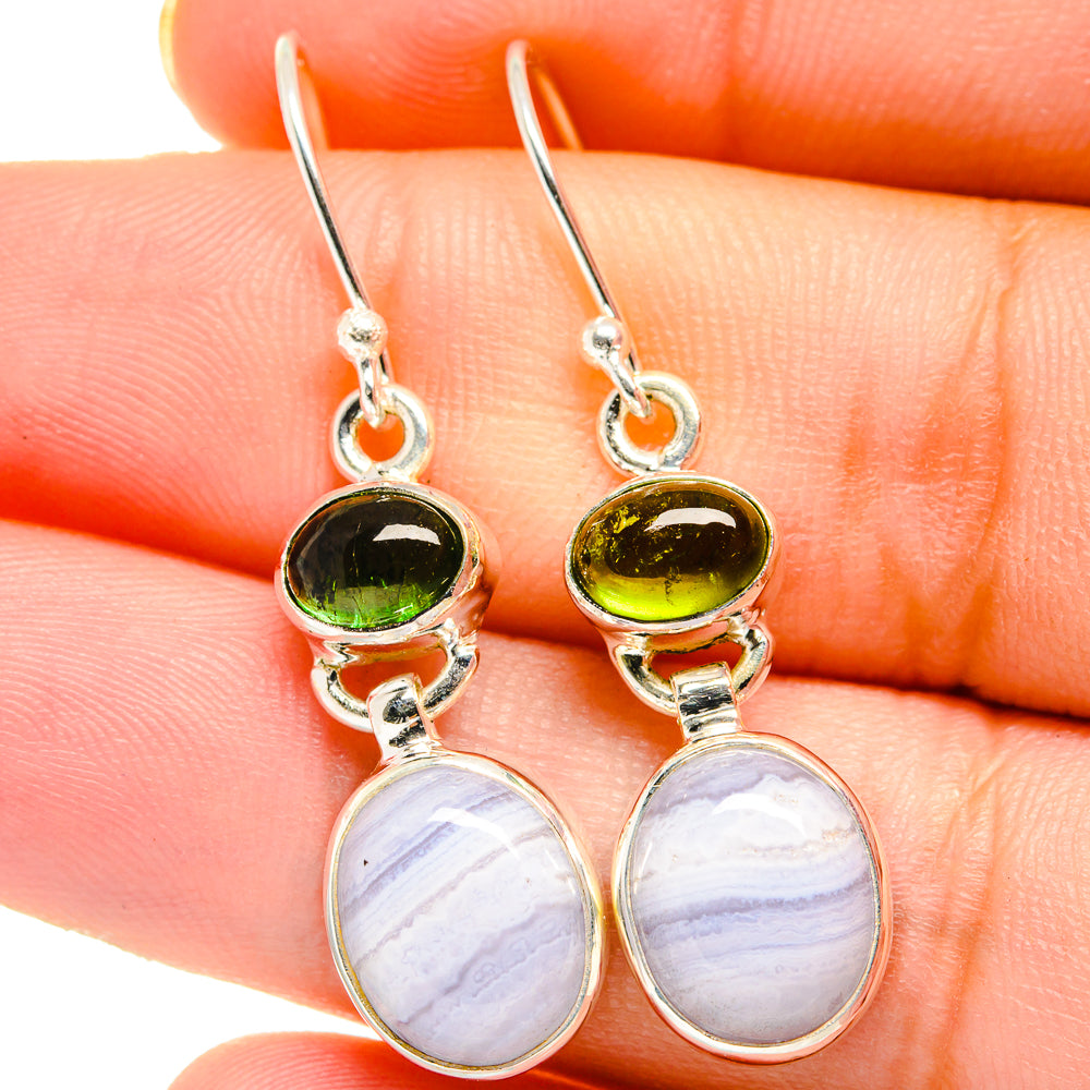 Blue Lace Agate Earrings handcrafted by Anasilvercos - EARR421980