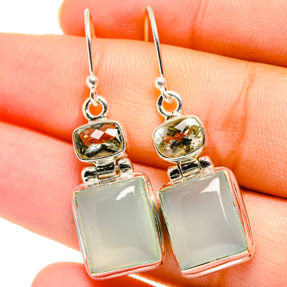 Aqua Chalcedony Earrings handcrafted by Anasilvercos - EARR421985