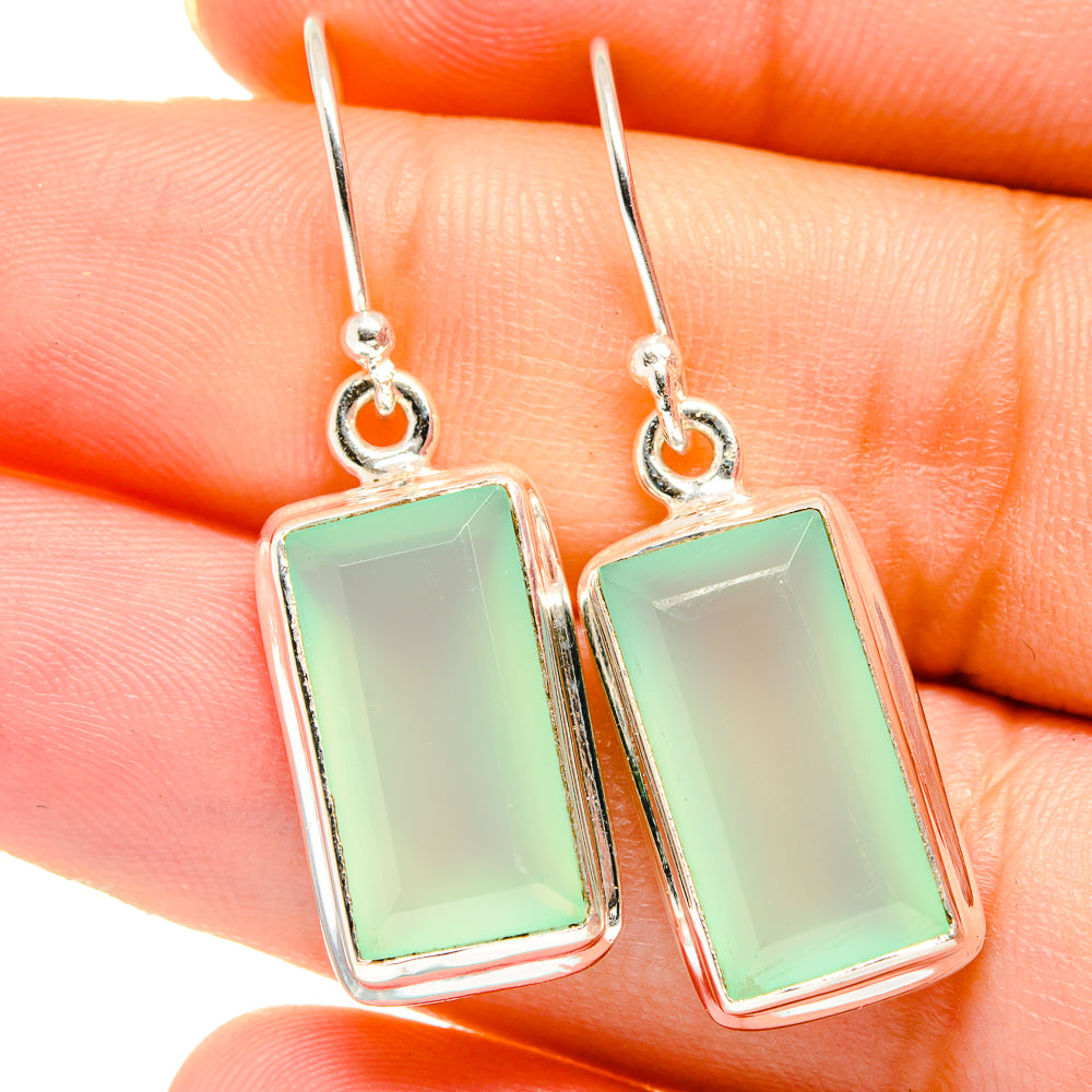 Aqua Chalcedony Earrings handcrafted by Anasilvercos - EARR421988
