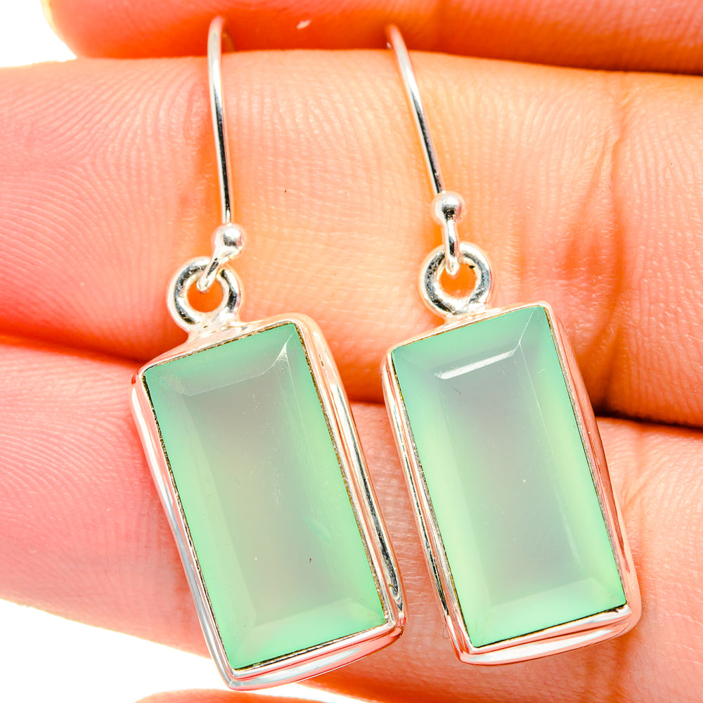 Aqua Chalcedony Earrings handcrafted by Anasilvercos - EARR421997