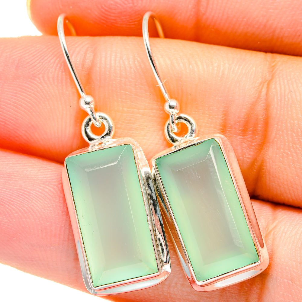Aqua Chalcedony Earrings handcrafted by Anasilvercos - EARR422004