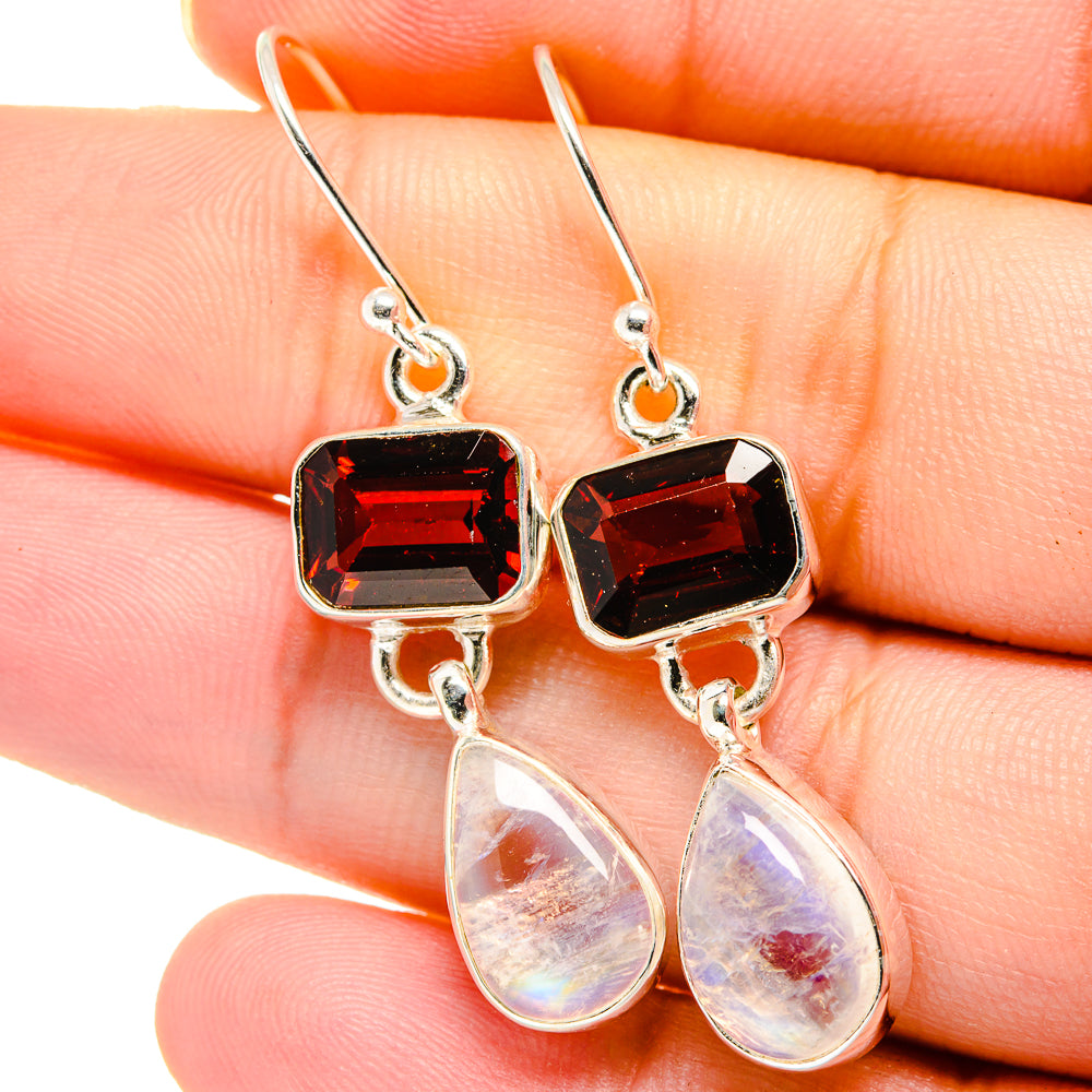 Rainbow Moonstone Earrings handcrafted by Anasilvercos - EARR422007