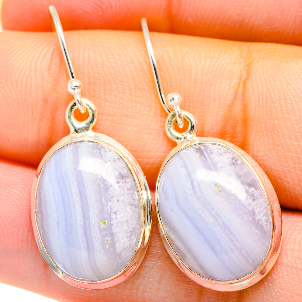 Blue Lace Agate Earrings handcrafted by Anasilvercos - EARR422009