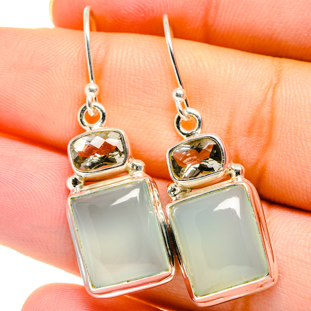 Aqua Chalcedony Earrings handcrafted by Anasilvercos - EARR422011