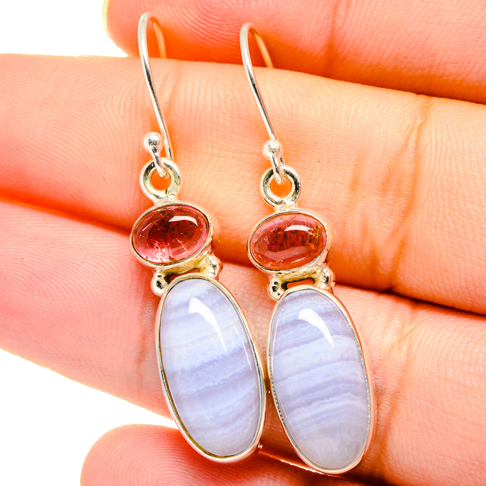 Blue Lace Agate Earrings handcrafted by Anasilvercos - EARR422014