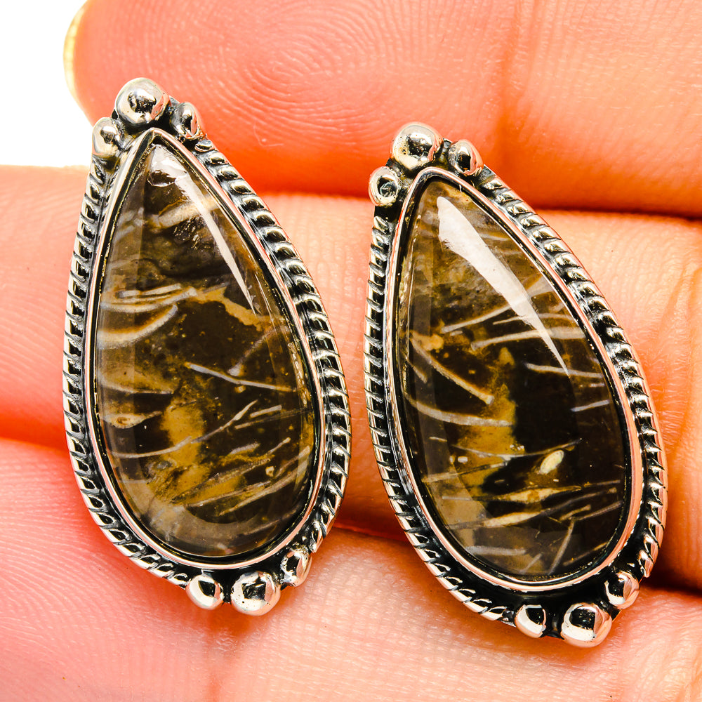 Peanut Wood Jasper Earrings handcrafted by Anasilvercos - EARR422015