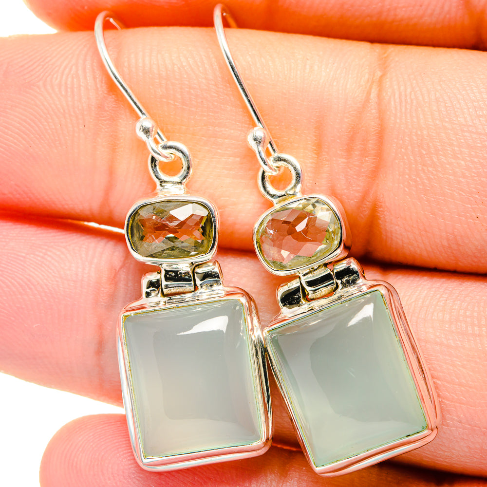 Aqua Chalcedony Earrings handcrafted by Anasilvercos - EARR422022