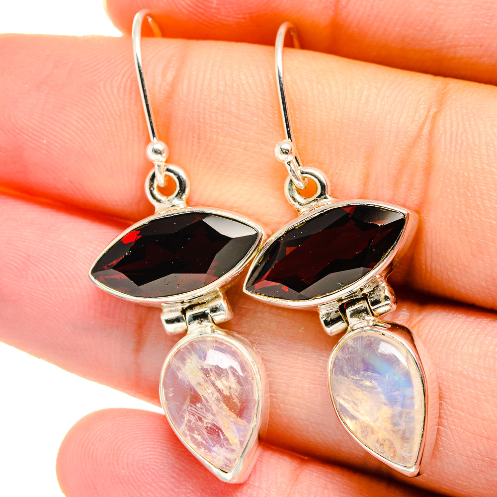 Rainbow Moonstone Earrings handcrafted by Anasilvercos - EARR422023