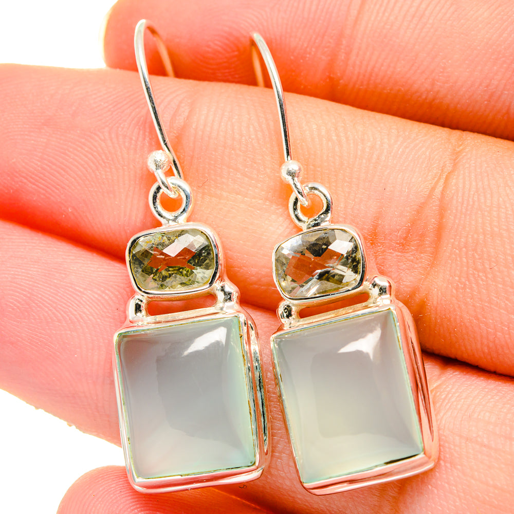 Aqua Chalcedony Earrings handcrafted by Anasilvercos - EARR422039