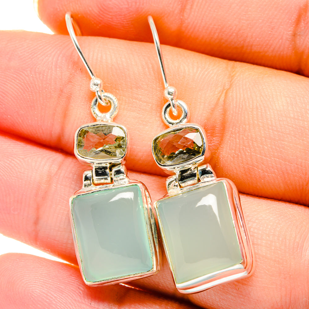Aqua Chalcedony Earrings handcrafted by Anasilvercos - EARR422054