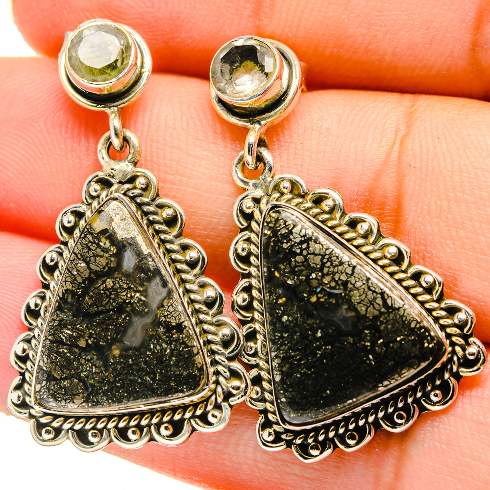 Pyrite Agate Earrings handcrafted by Anasilvercos - EARR422062