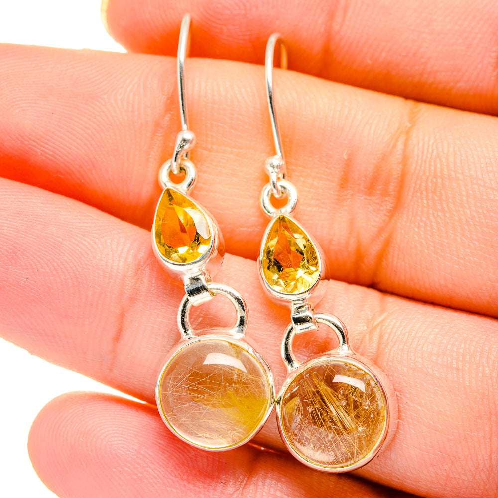 Rutilated Quartz Earrings handcrafted by Anasilvercos - EARR422071