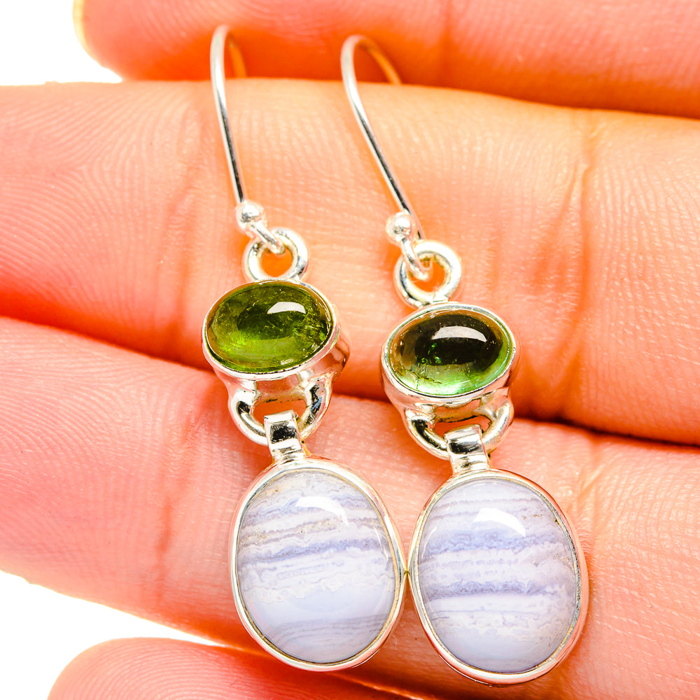 Blue Lace Agate Earrings handcrafted by Anasilvercos - EARR422076