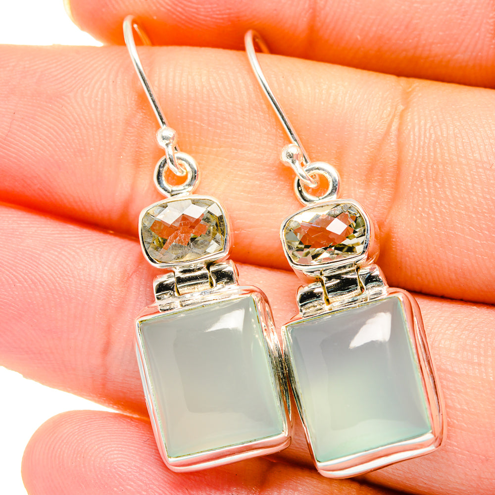 Aqua Chalcedony Earrings handcrafted by Anasilvercos - EARR422077