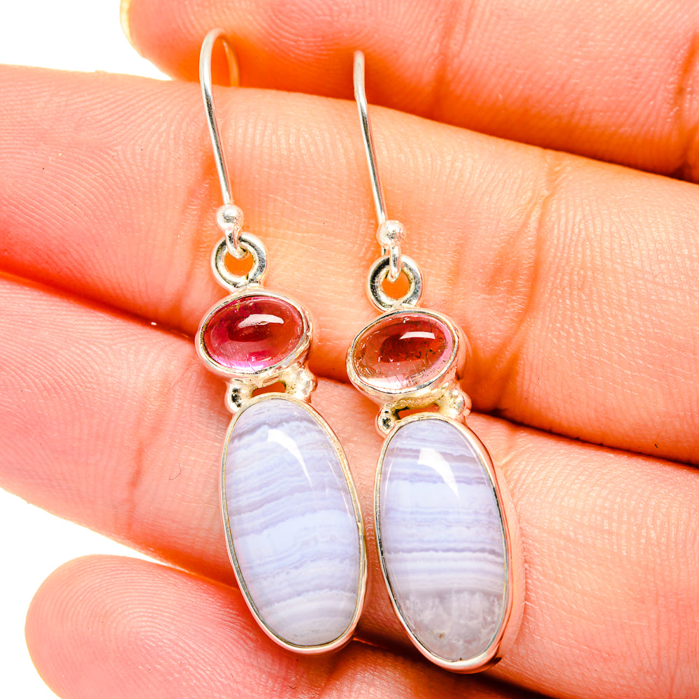 Blue Lace Agate Earrings handcrafted by Anasilvercos - EARR422083