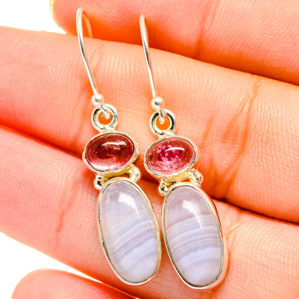 Blue Lace Agate Earrings handcrafted by Anasilvercos - EARR422084