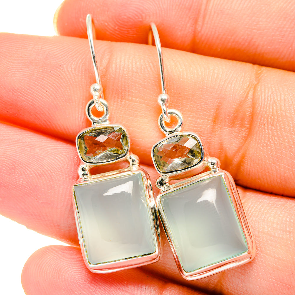 Aqua Chalcedony Earrings handcrafted by Anasilvercos - EARR422090