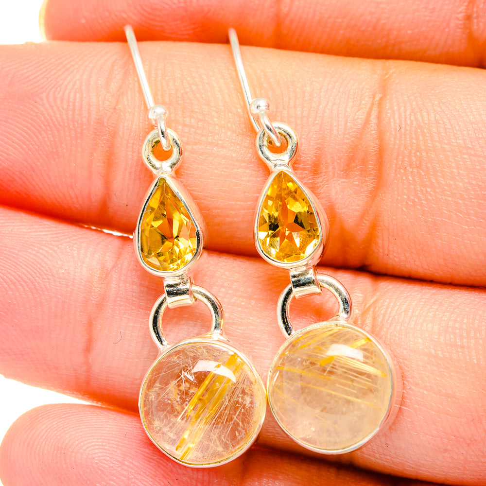 Rutilated Quartz Earrings handcrafted by Anasilvercos - EARR422092