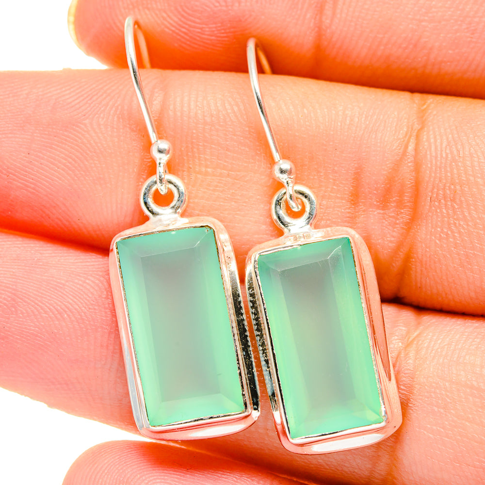 Aqua Chalcedony Earrings handcrafted by Anasilvercos - EARR422103