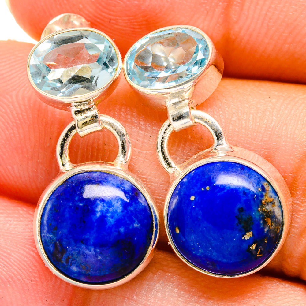 Lapis Lazuli Earrings handcrafted by Anasilvercos - EARR422105