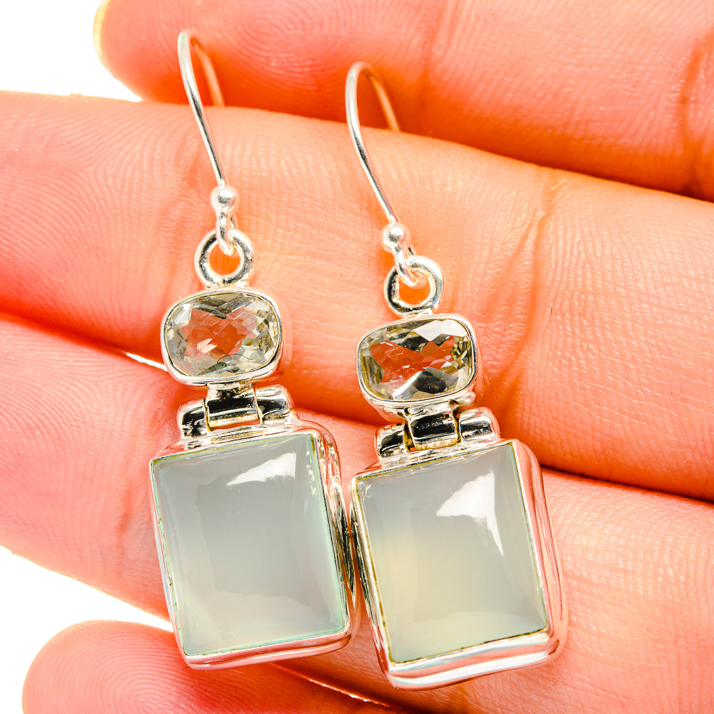 Aqua Chalcedony Earrings handcrafted by Anasilvercos - EARR422106