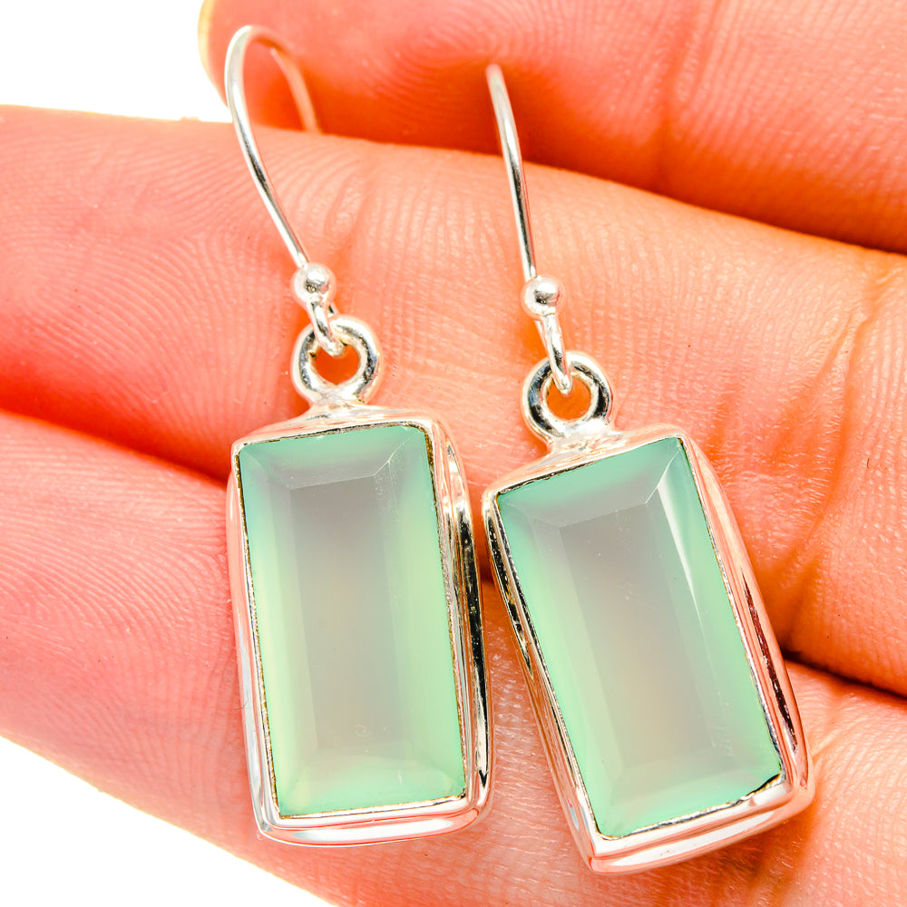 Aqua Chalcedony Earrings handcrafted by Anasilvercos - EARR422107