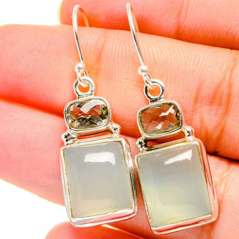 Aqua Chalcedony Earrings handcrafted by Anasilvercos - EARR422118