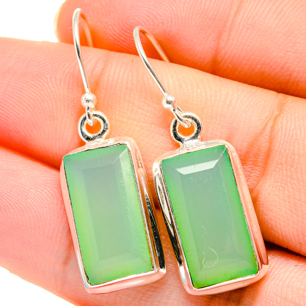 Aqua Chalcedony Earrings handcrafted by Anasilvercos - EARR422119