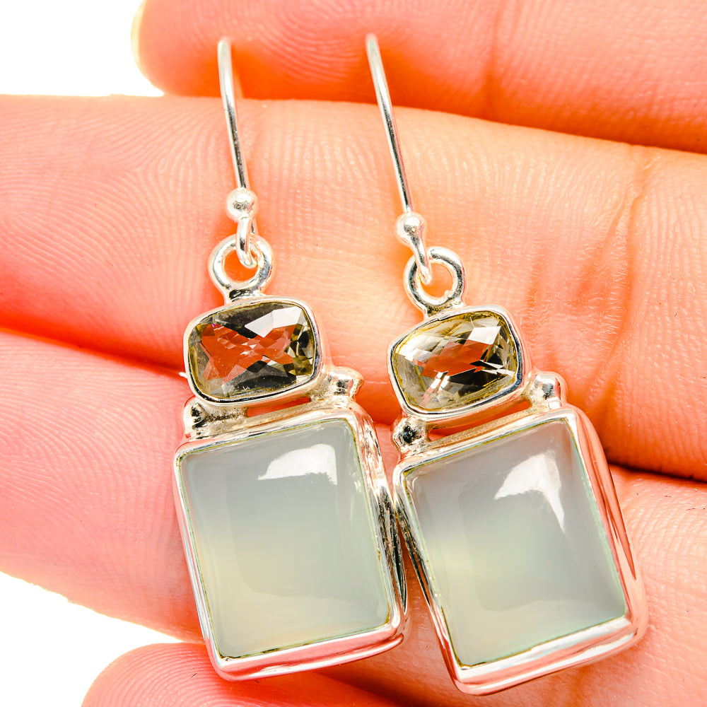 Aqua Chalcedony Earrings handcrafted by Anasilvercos - EARR422127