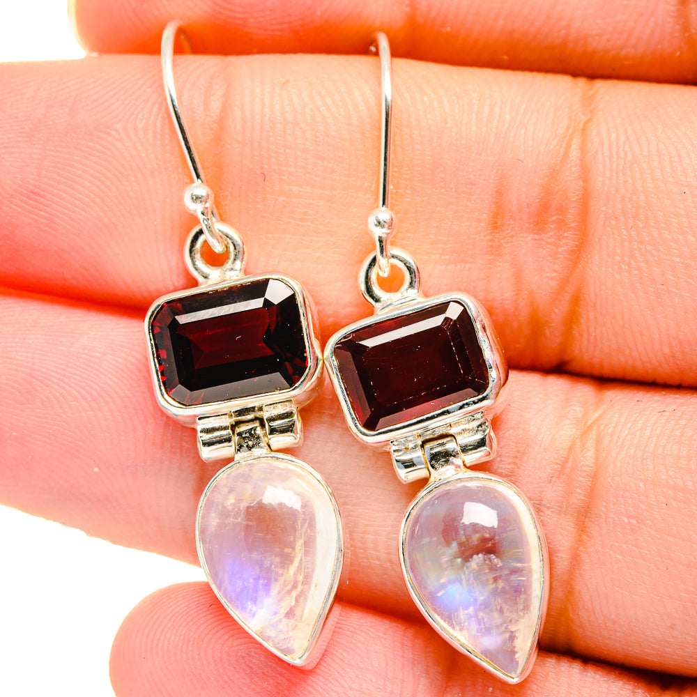 Rainbow Moonstone Earrings handcrafted by Anasilvercos - EARR422132
