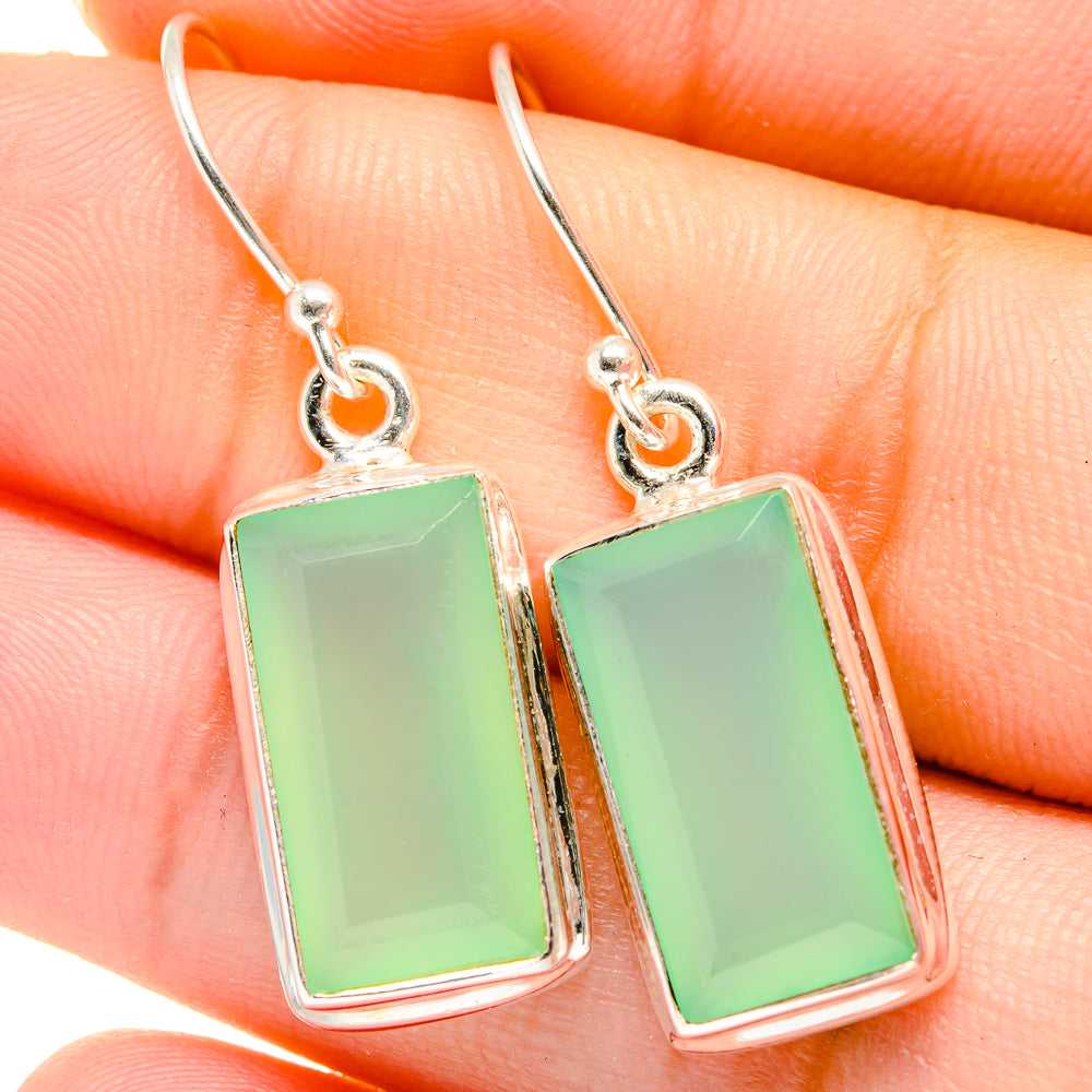 Aqua Chalcedony Earrings handcrafted by Anasilvercos - EARR422144