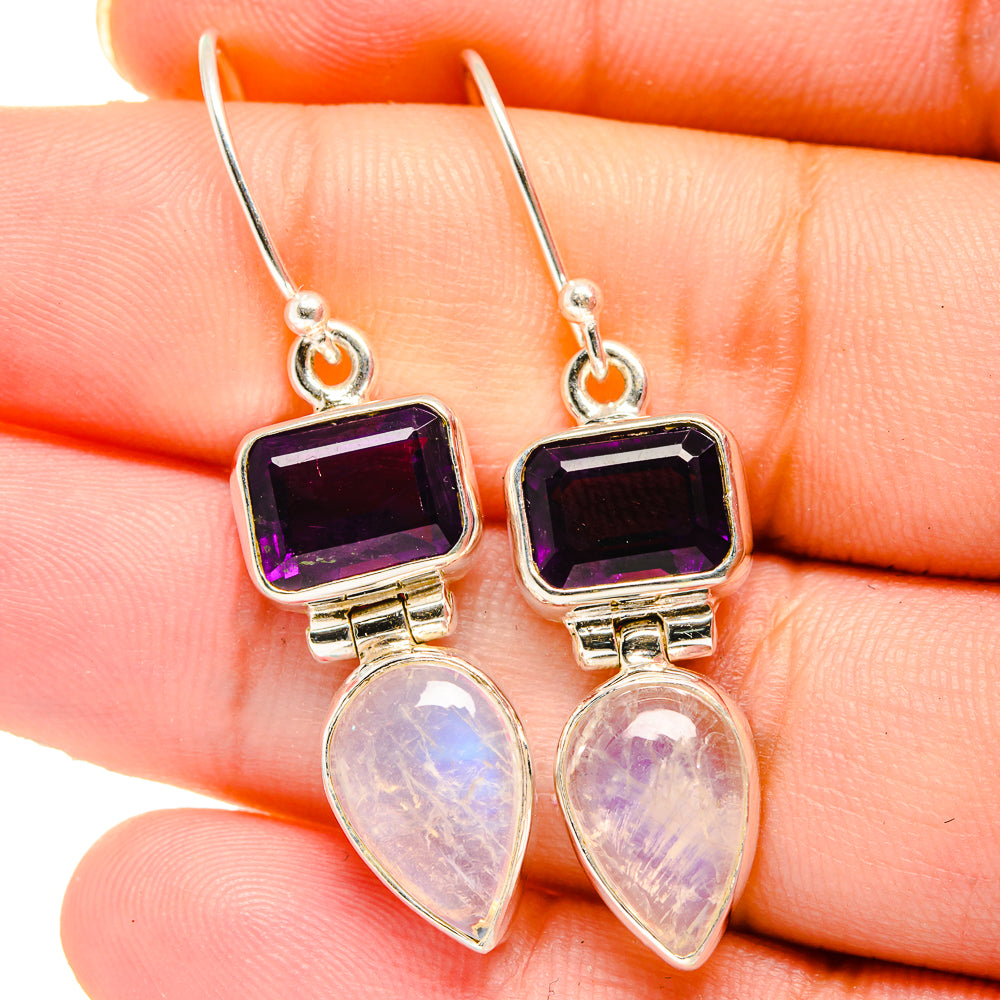 Rainbow Moonstone Earrings handcrafted by Anasilvercos - EARR422147