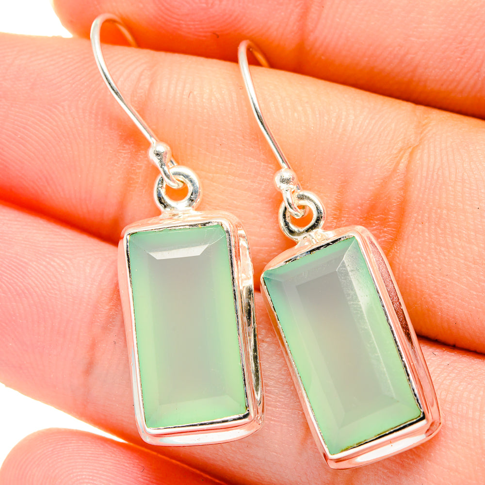 Aqua Chalcedony Earrings handcrafted by Anasilvercos - EARR422149