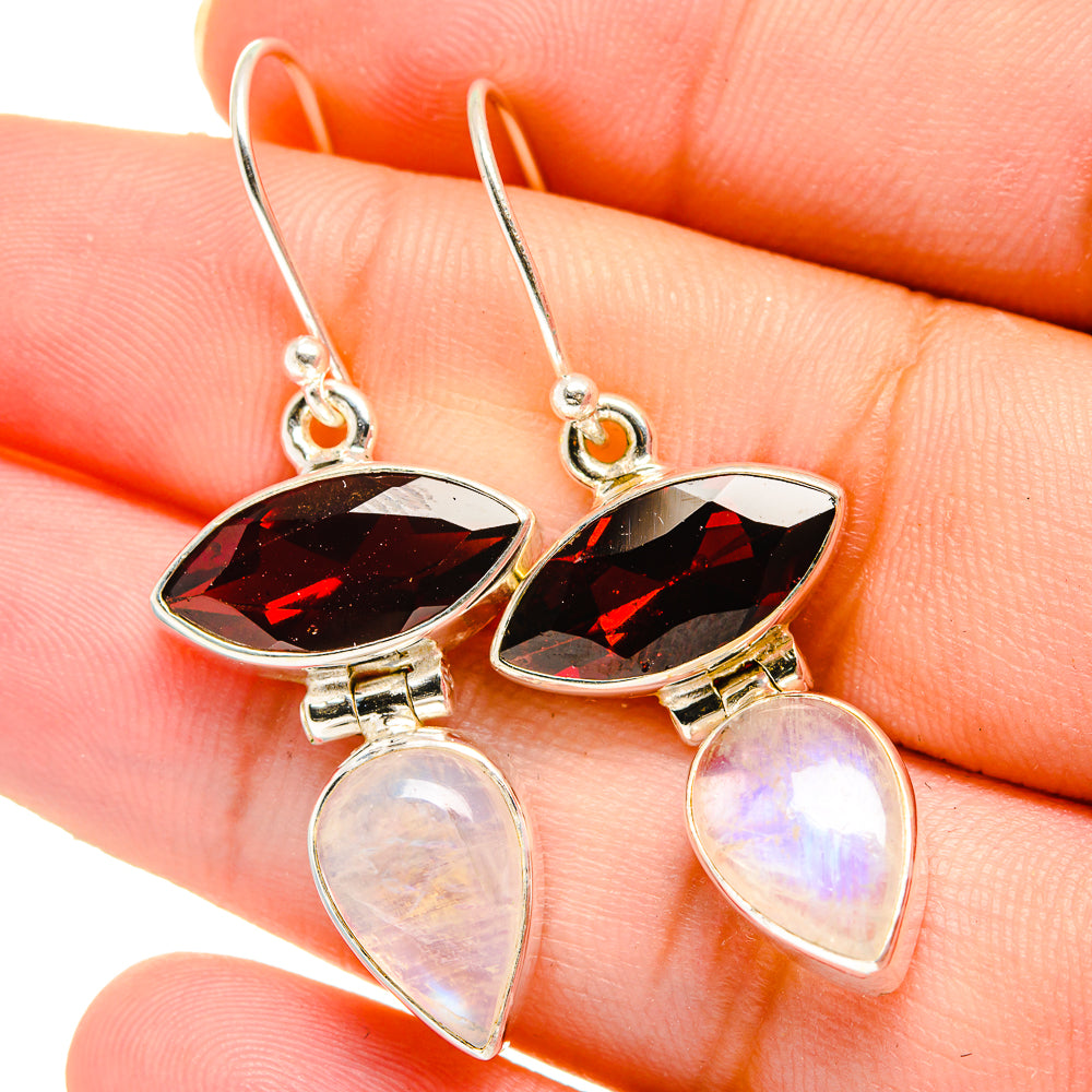 Rainbow Moonstone Earrings handcrafted by Anasilvercos - EARR422151