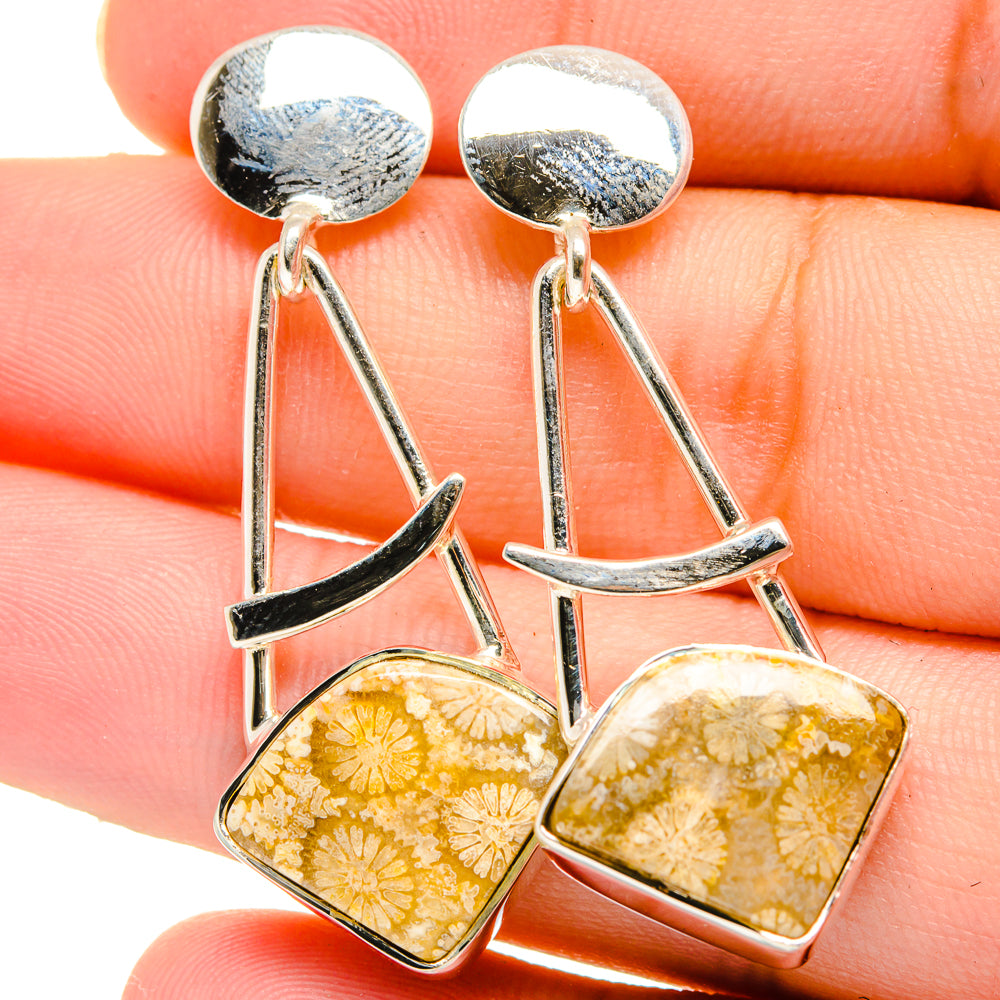Fossil Coral Earrings handcrafted by Anasilvercos - EARR422153