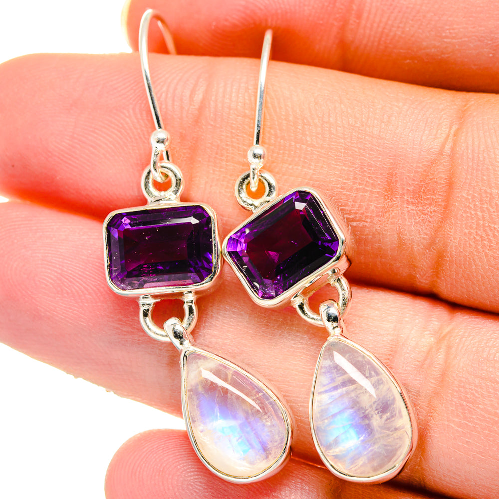 Rainbow Moonstone Earrings handcrafted by Anasilvercos - EARR422154