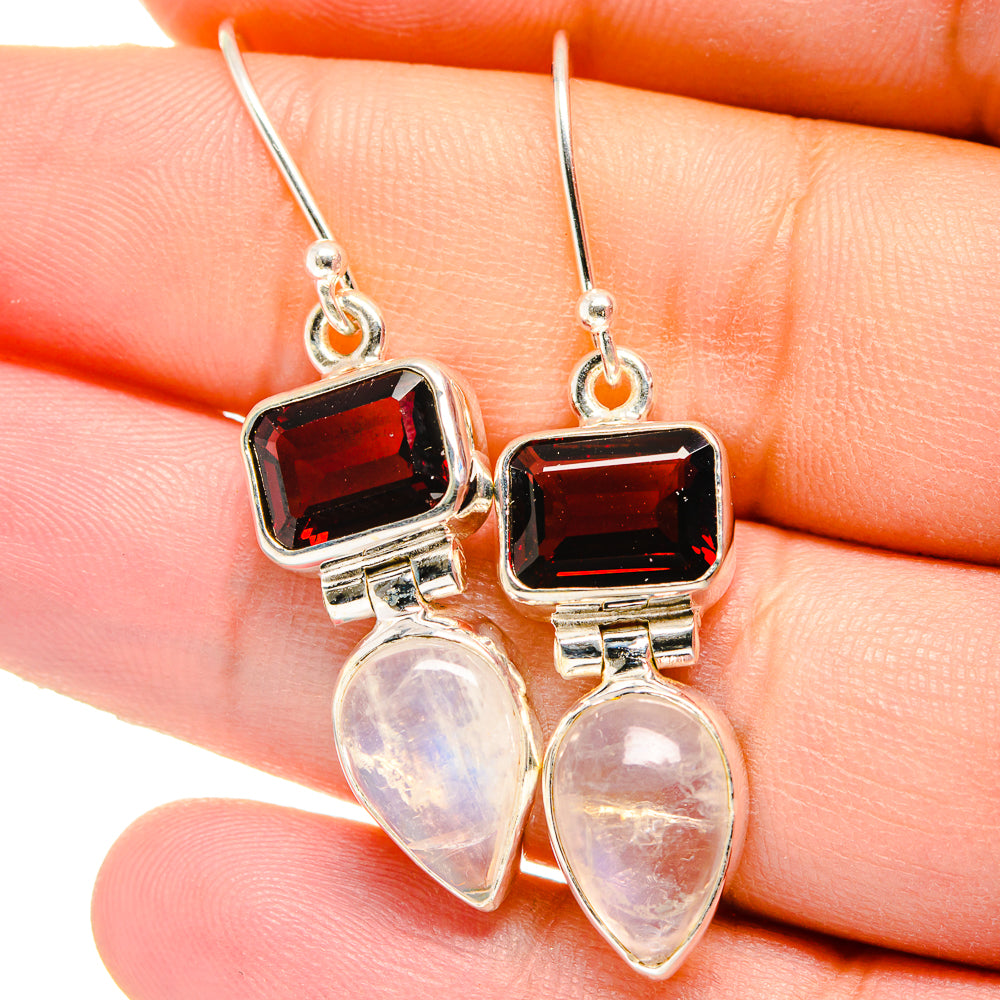 Rainbow Moonstone Earrings handcrafted by Anasilvercos - EARR422156