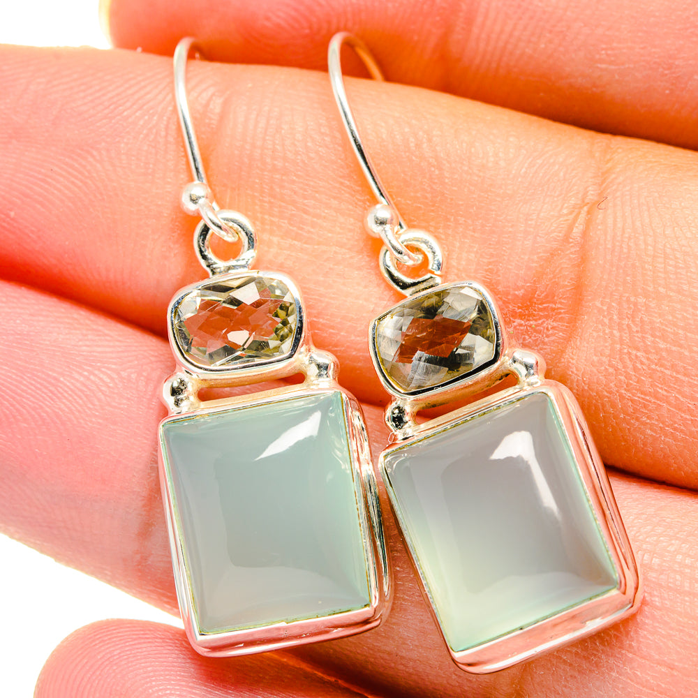 Aqua Chalcedony Earrings handcrafted by Anasilvercos - EARR422158